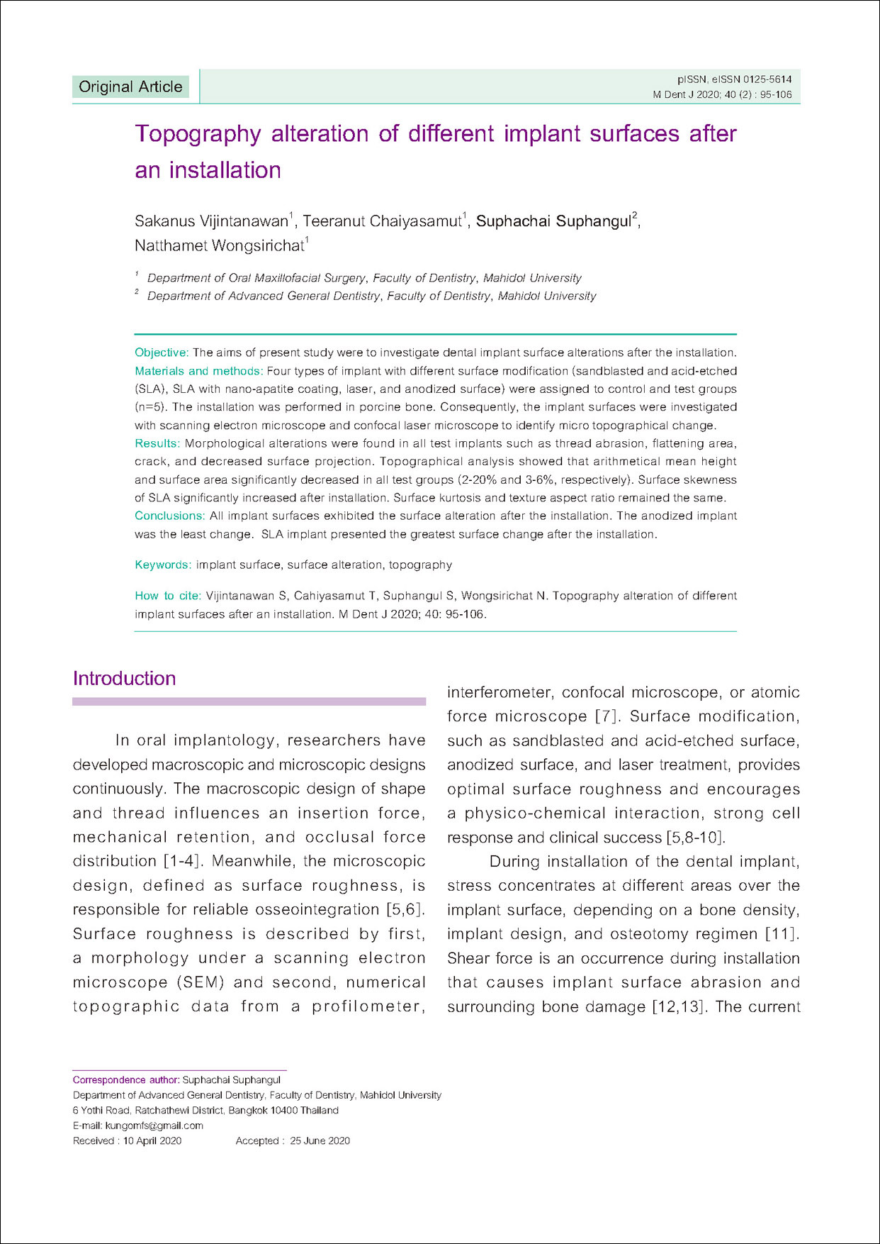 Topography alteration of different implant surfaces after an installation