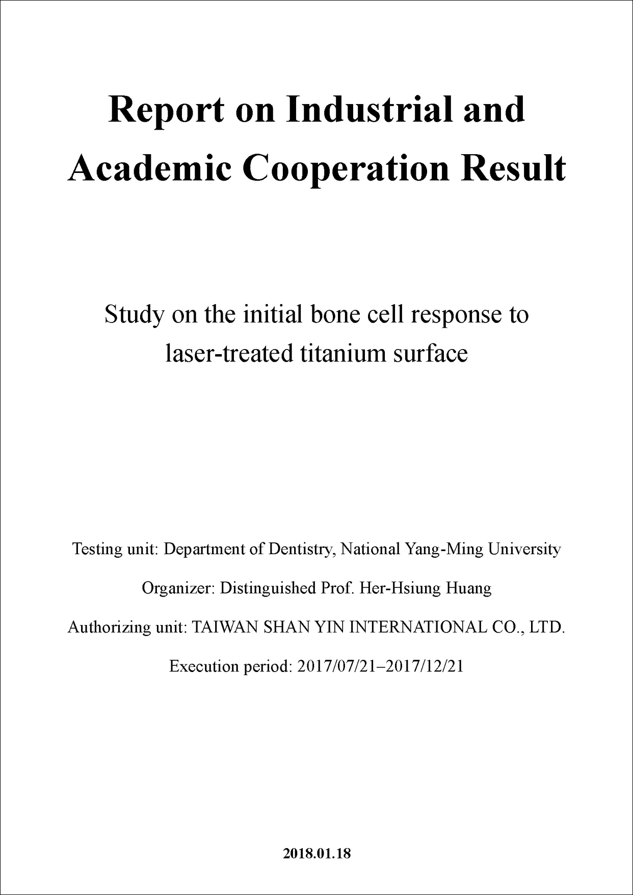 Study on the initial bone cell response to laser-treated titanium surface