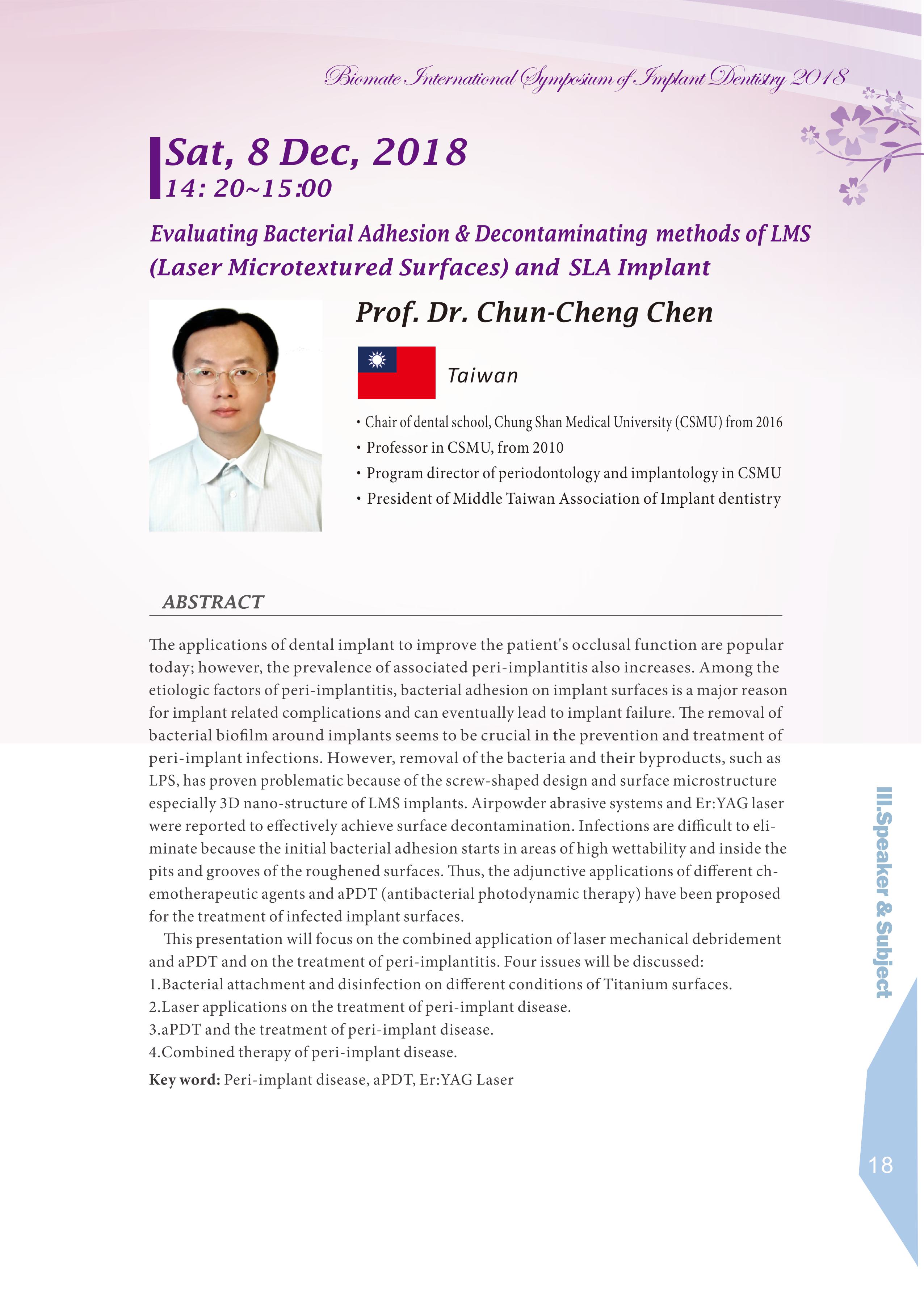 Biomate Internation Symposium of Implant Dentistry-Prof.Dr.Chun-Cheng Chen