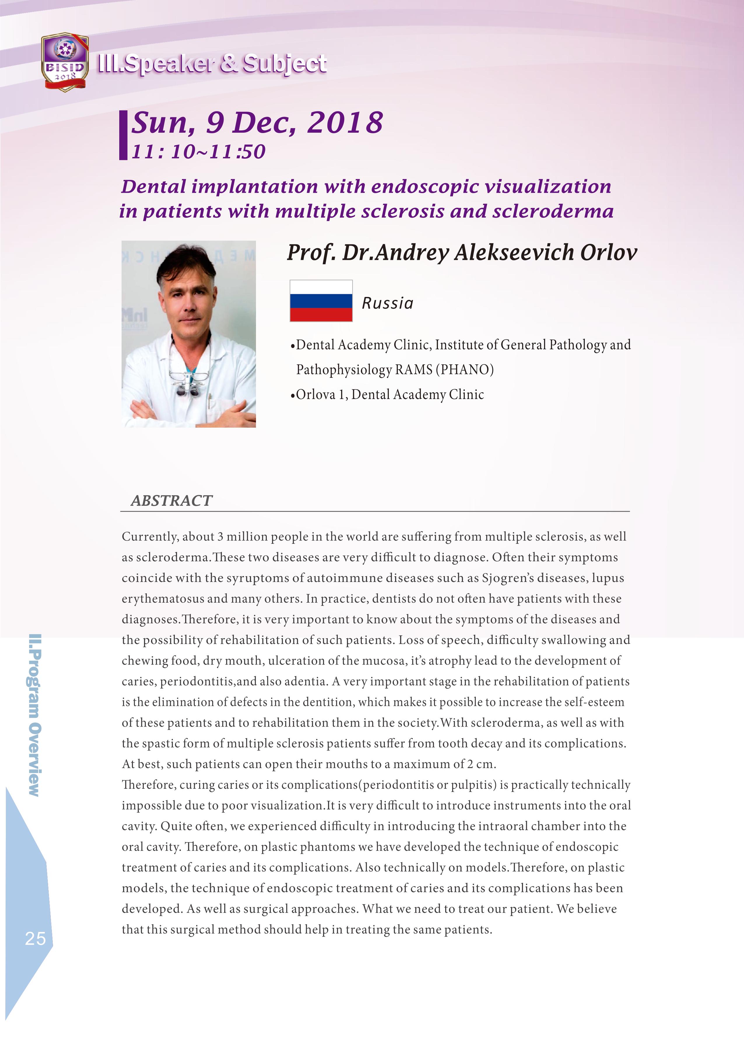 Biomate Internation Symposium of Implant Dentistry-Prof.Dr.Andrey Alekseevich Orlov